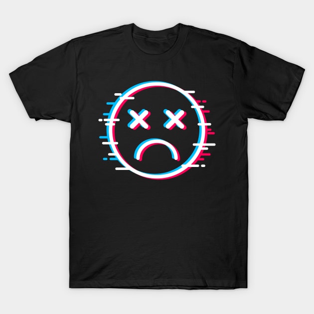 Glitch Face Dead Sad T-Shirt by machmigo